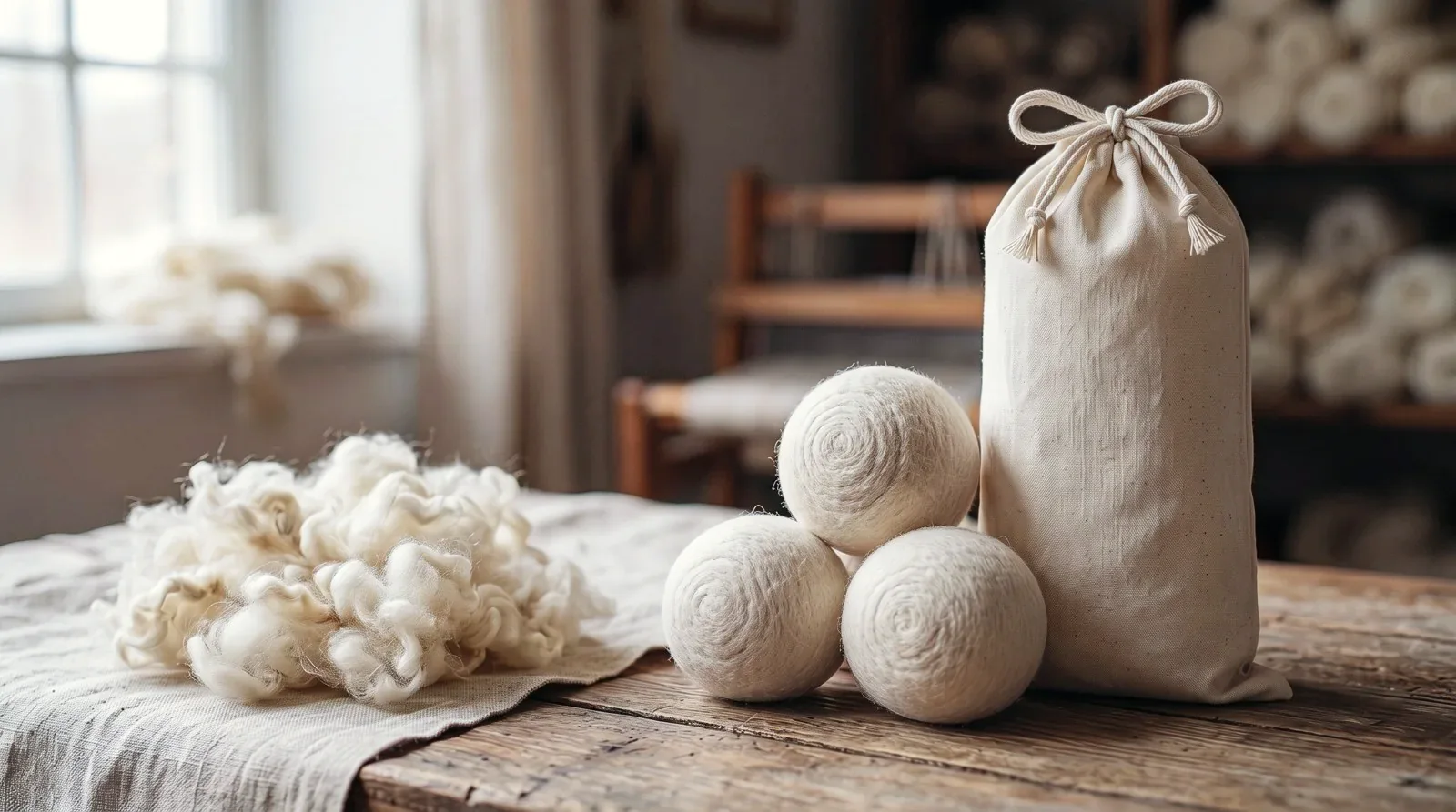 Clean washed wool and Wovly pouch